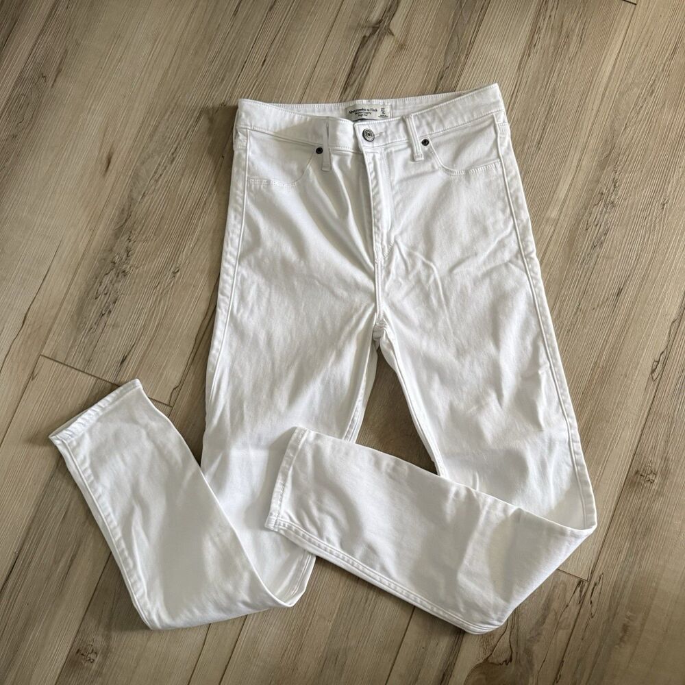 Abercrombie & Fitch Slim Straight White Pants Cotton Denim Jeans Size 27